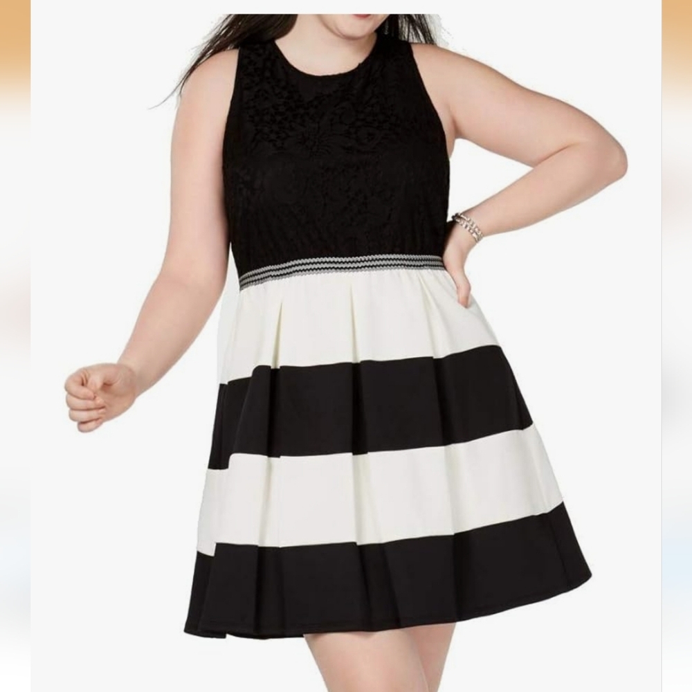Speechless Elegant Black and White Dress Size XL